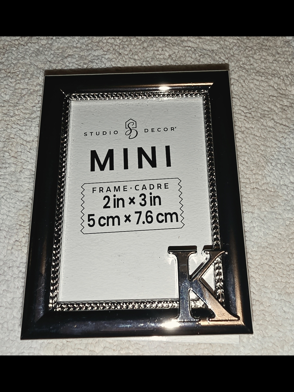 Studio Decor Shiny Silver Mini Photo Frame with Letter K Accent